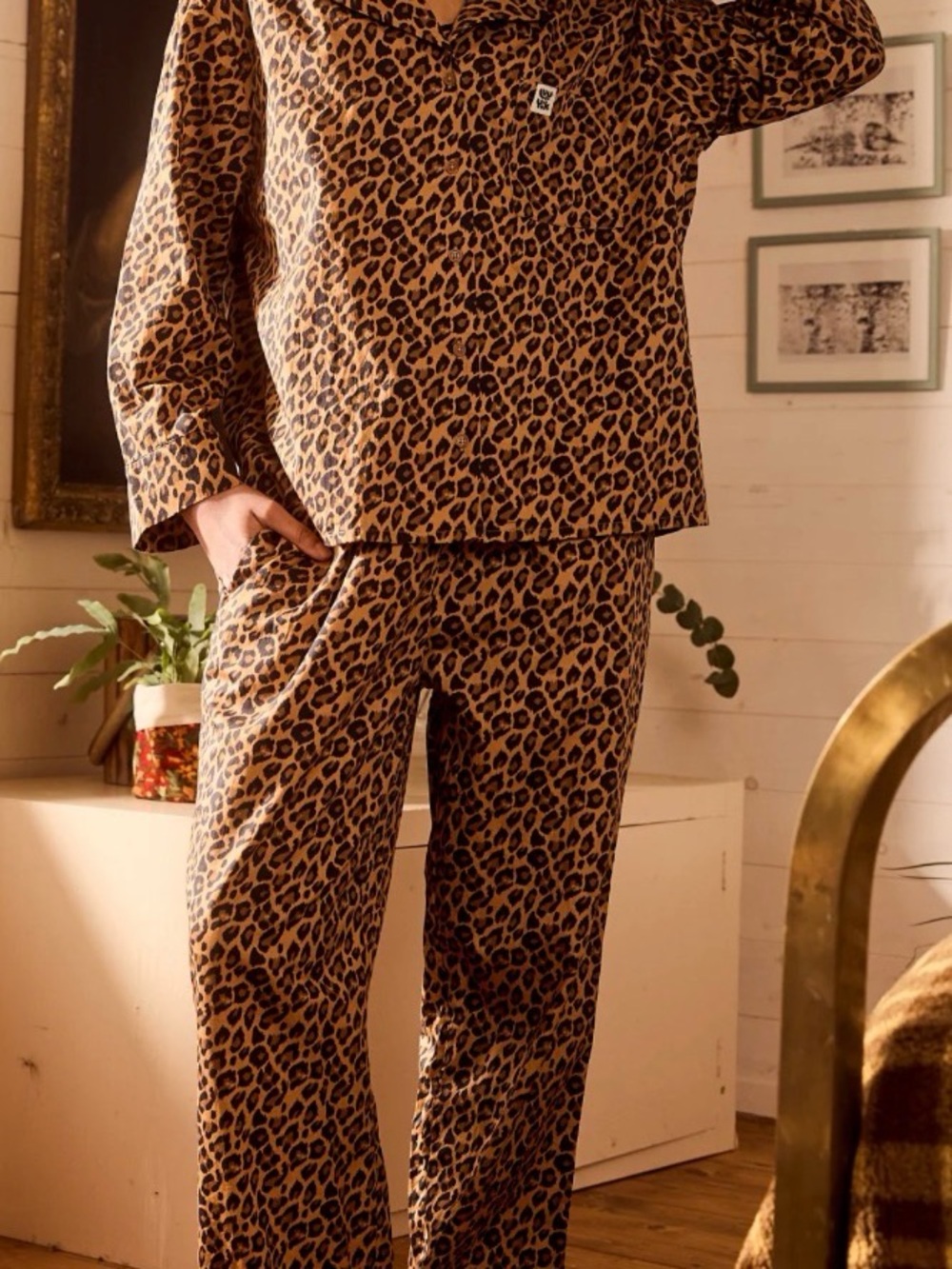 Lucy & Yak Rare Pajama Set 2X Leopard Print 100% Cotton